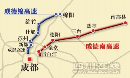 2012年成德南、成德綿高速通車